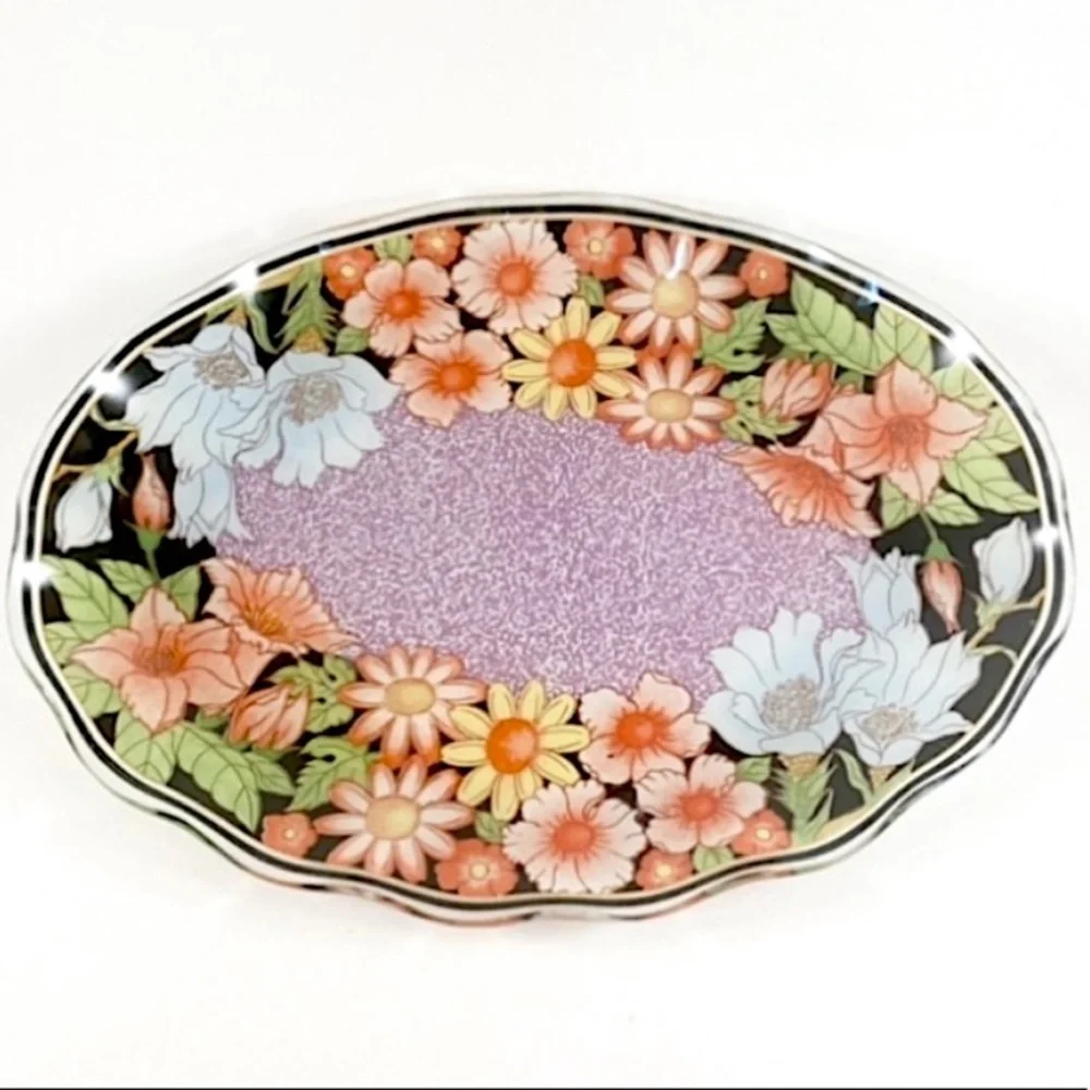 Glass floral vanity trinket tray (1/2)